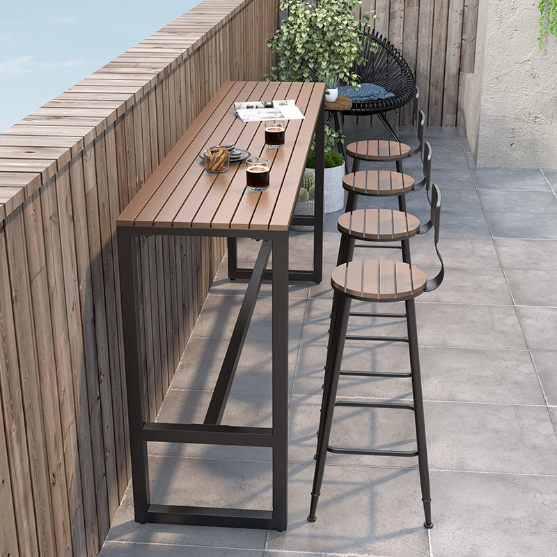 Industrial Bar Set 1/2/5 Pcs Wood Counter Height Table with Metal Barstool