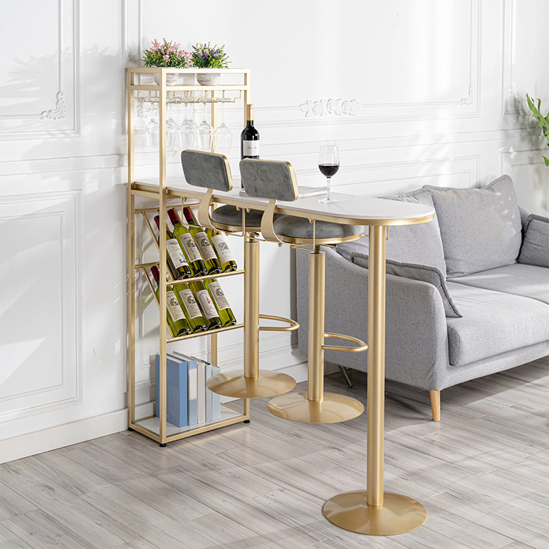 Modern 1/3 Pieces Bar Table Set Stone Counter Table with High Stools for Kitchen