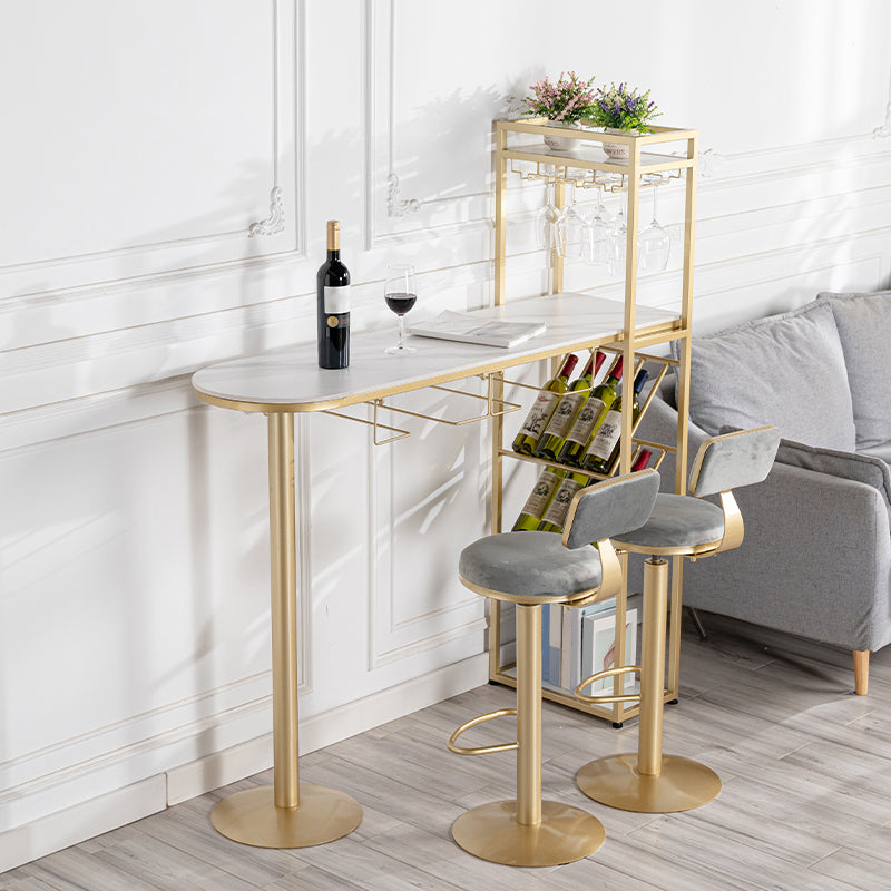 Modern 1/3 Pieces Bar Table Set Stone Counter Table with High Stools for Kitchen