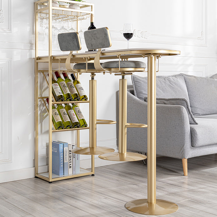 Modern 1/3 Pieces Bar Table Set Stone Counter Table with High Stools for Kitchen