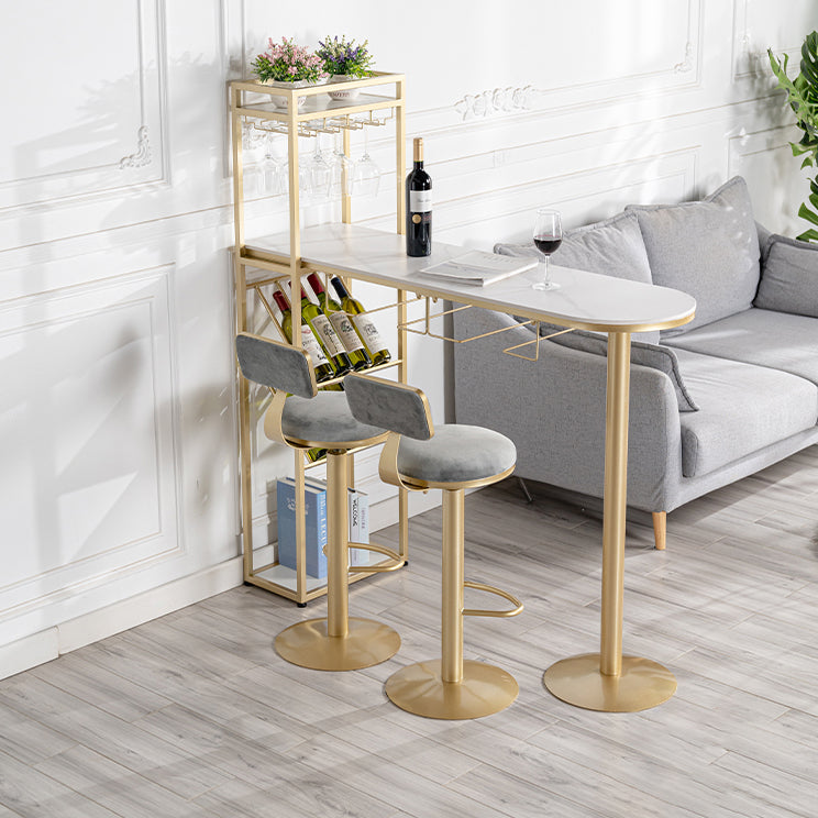 Modern 1/3 Pieces Bar Table Set Stone Counter Table with High Stools for Kitchen