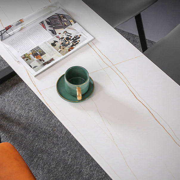 Modern Rectangle Stone Bar Table Set 1/3 Pieces Counter Table with Metal Stools