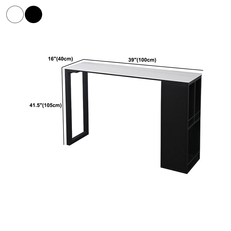 Modern Rectangle Stone Bar Table Set 1/3 Pieces Counter Table with Metal Stools