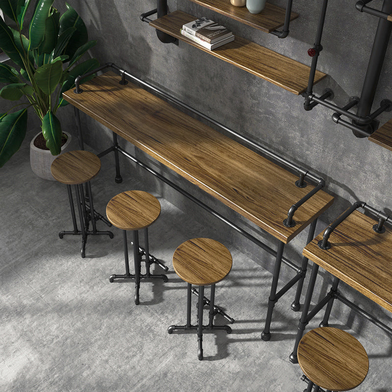 Rectangle Solid Wood Bar Table Set Industrial 1/4 Pieces Counter Table with High Stools