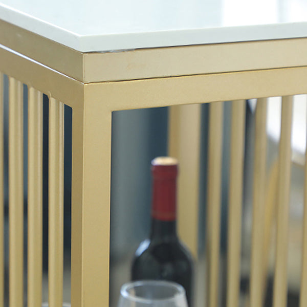 Glam 1/2/3 Pieces Bar Table Set Rectangle Stone Counter Table with High Stools