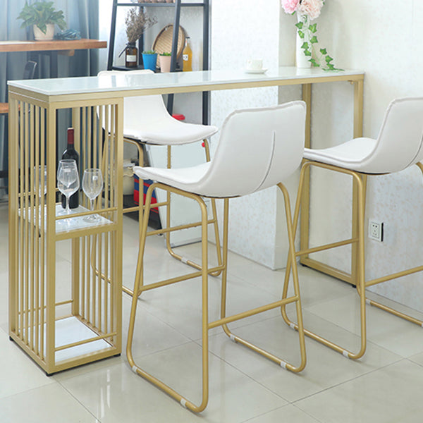 Glam 1/2/3 Pieces Bar Table Set Rectangle Stone Counter Table with High Stools