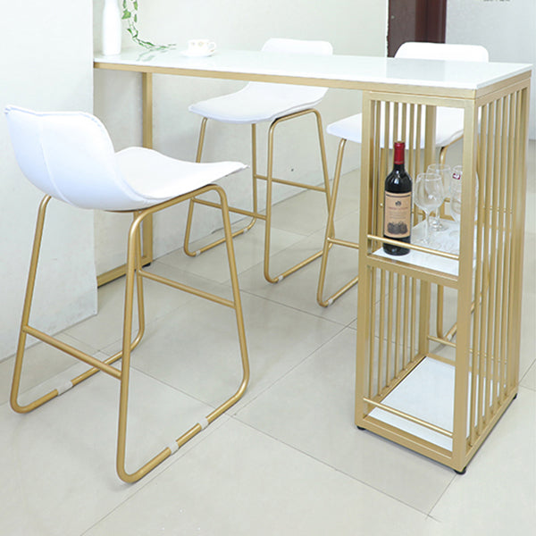 Glam 1/2/3 Pieces Bar Table Set Rectangle Stone Counter Table with High Stools