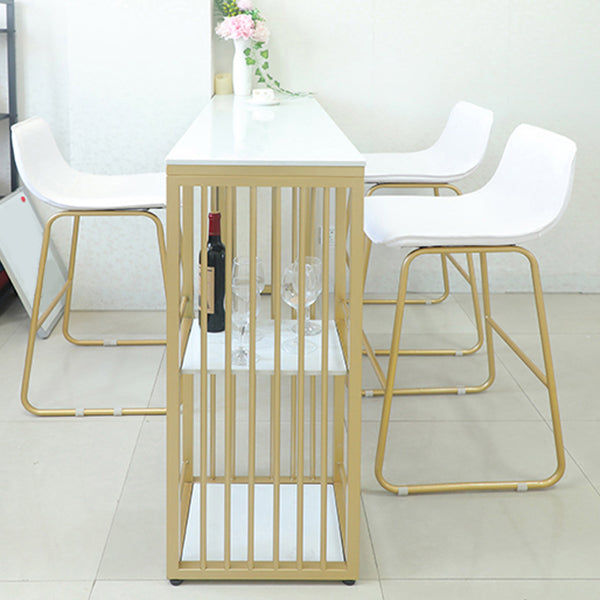 Glam 1/2/3 Pieces Bar Table Set Rectangle Stone Counter Table with High Stools