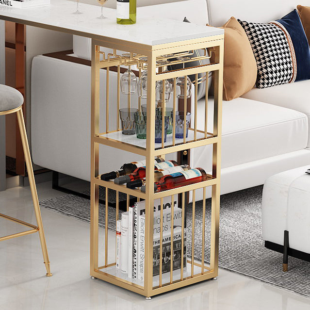 Luxurious Rectangle Marble Bar Table Set 1/3 Pieces Counter Table with Metal Stools