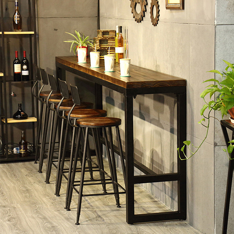 Rectangle Solid Wood Bar Table Set Industrial 1/5/6 Pieces Counter Table with Stools