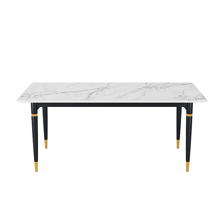 Modern 1/4/5/7 Pieces Dining Set Rectangle Black Base Dinette Set with Stone Top