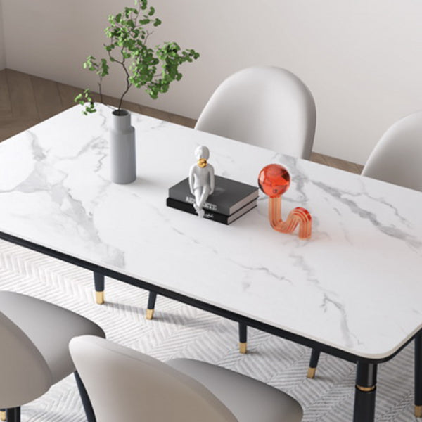 Modern 1/4/5/7 Pieces Dining Set Rectangle Black Base Dinette Set with Stone Top