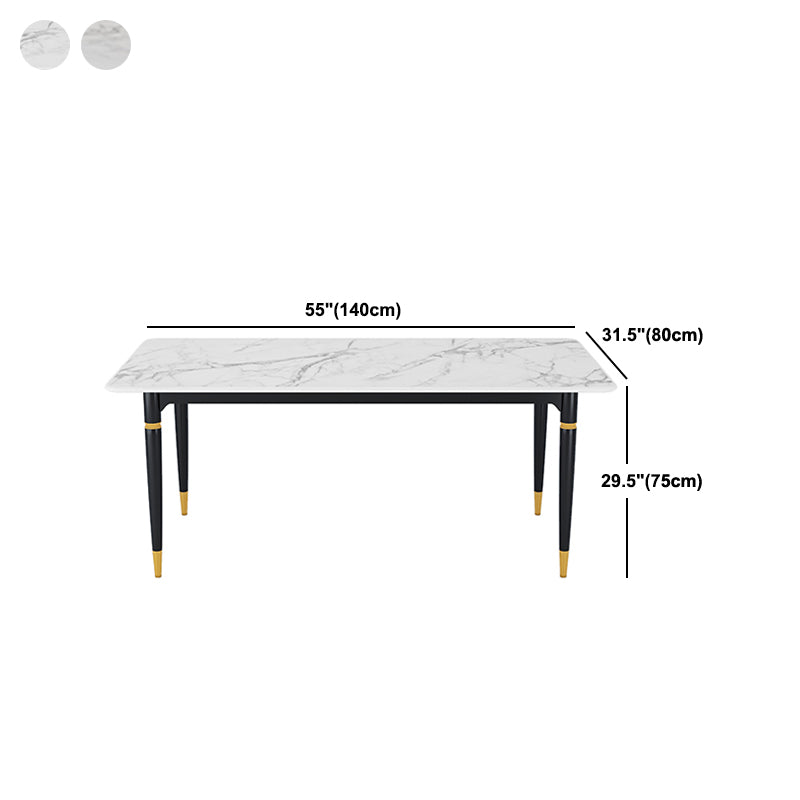 Modern 1/4/5/7 Pieces Dining Set Rectangle Black Base Dinette Set with Stone Top