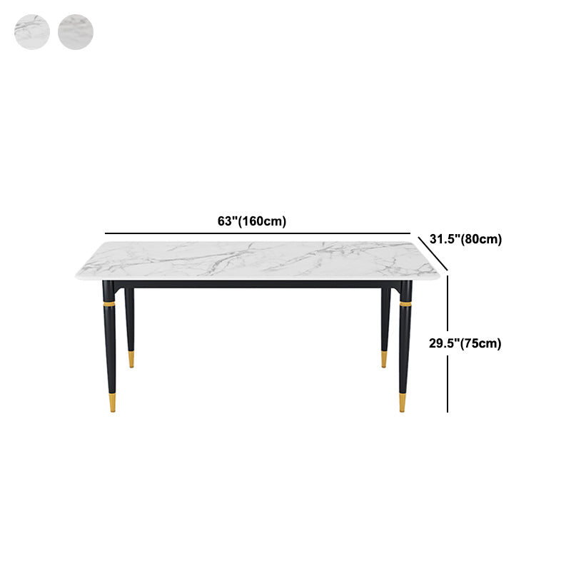 Modern 1/4/5/7 Pieces Dining Set Rectangle Black Base Dinette Set with Stone Top