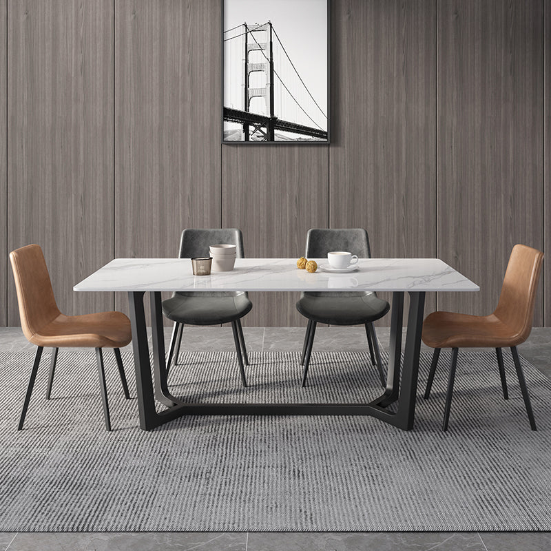Rectangle White Dining Table Set 1/4/5/7 Pcs Modern Sintered Stone Dining Table and Chairs