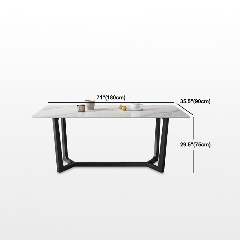 Rectangle White Dining Table Set 1/4/5/7 Pcs Modern Sintered Stone Dining Table and Chairs