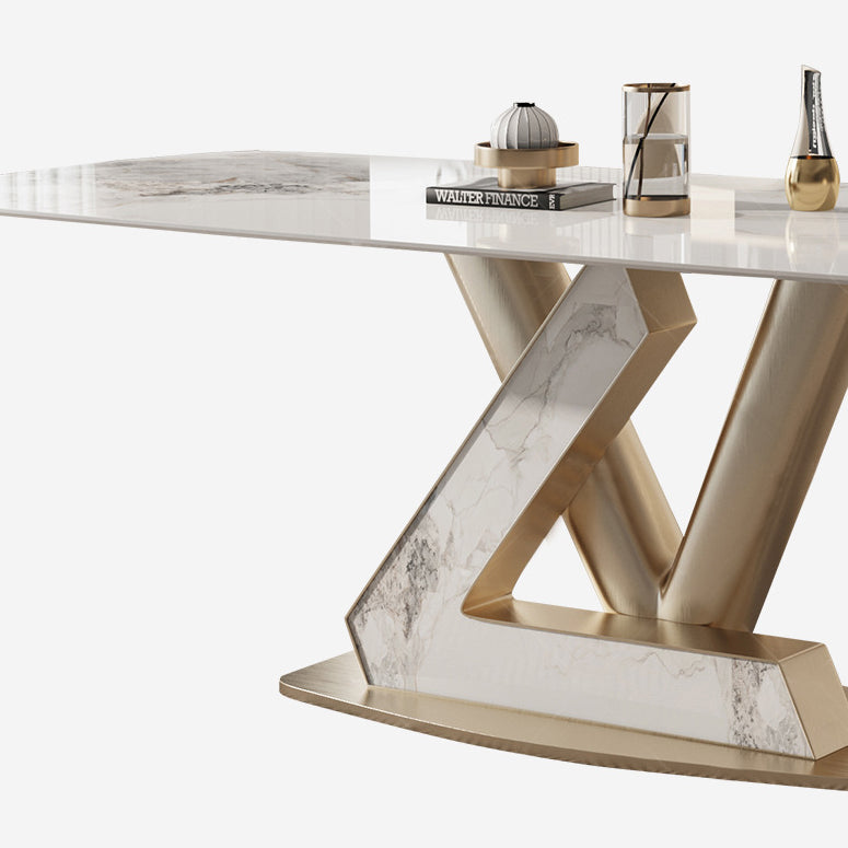 Nordic Sintered Stone Top Dining Set Rectangle 1/4/5/7/9 Pieces Dining Room Table Set