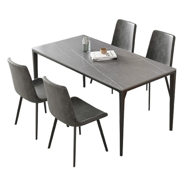 Contemporary Dining Table Set 1/4/5/7 Pcs Rectangle Dining Table with Armless Chairs