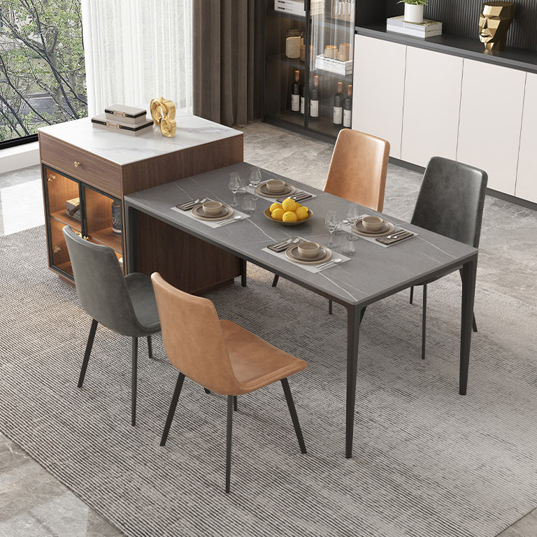 Contemporary Dining Table Set 1/4/5/7 Pcs Rectangle Dining Table with Armless Chairs