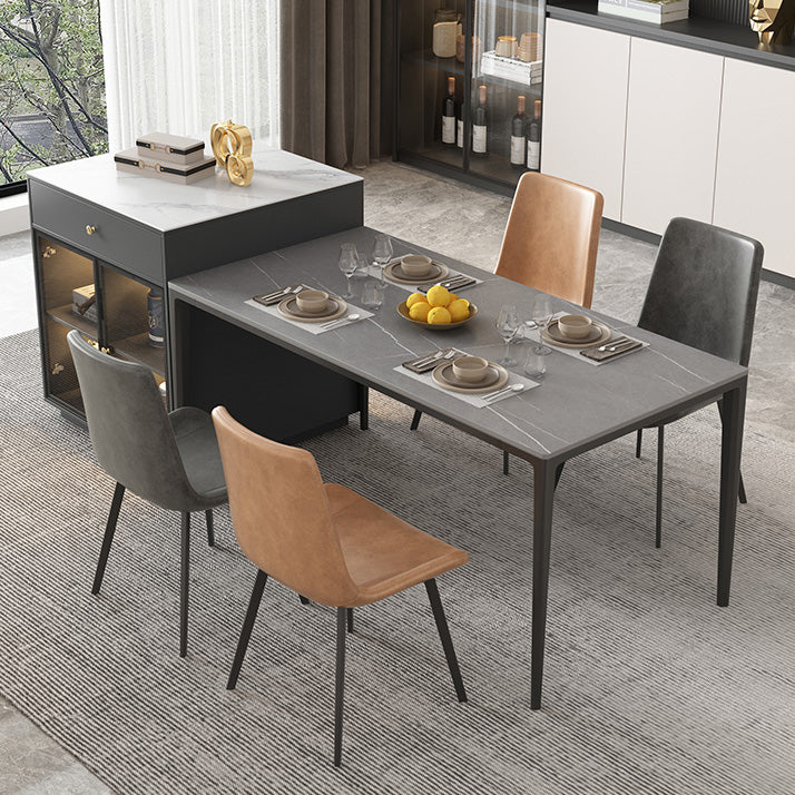 Contemporary Dining Table Set 1/4/5/7 Pcs Rectangle Dining Table with Armless Chairs