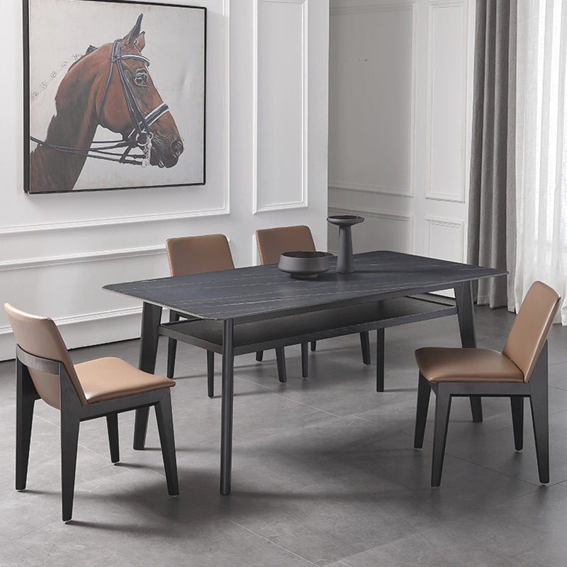 Modern Sintered Stone Top Dining Set Rectangle 1/2/5/7 Pieces Wooden Dining Room Table Set