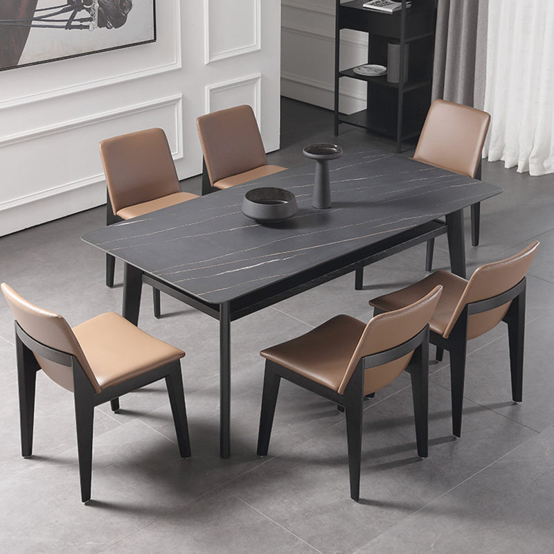 Modern Sintered Stone Top Dining Set Rectangle 1/2/5/7 Pieces Wooden Dining Room Table Set