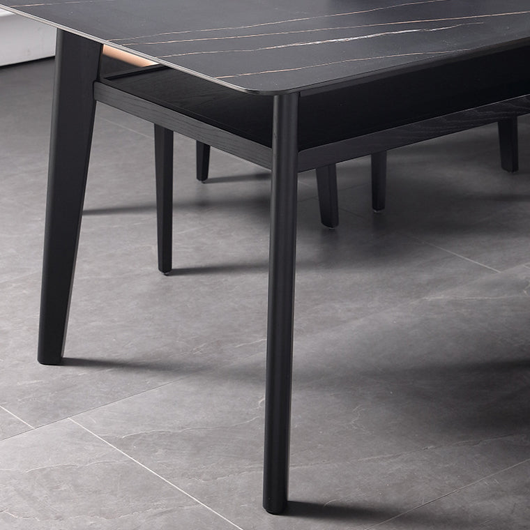 Modern Sintered Stone Top Dining Set Rectangle 1/2/5/7 Pieces Wooden Dining Room Table Set