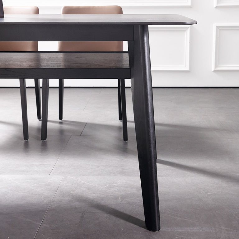 Modern Sintered Stone Top Dining Set Rectangle 1/2/5/7 Pieces Wooden Dining Room Table Set