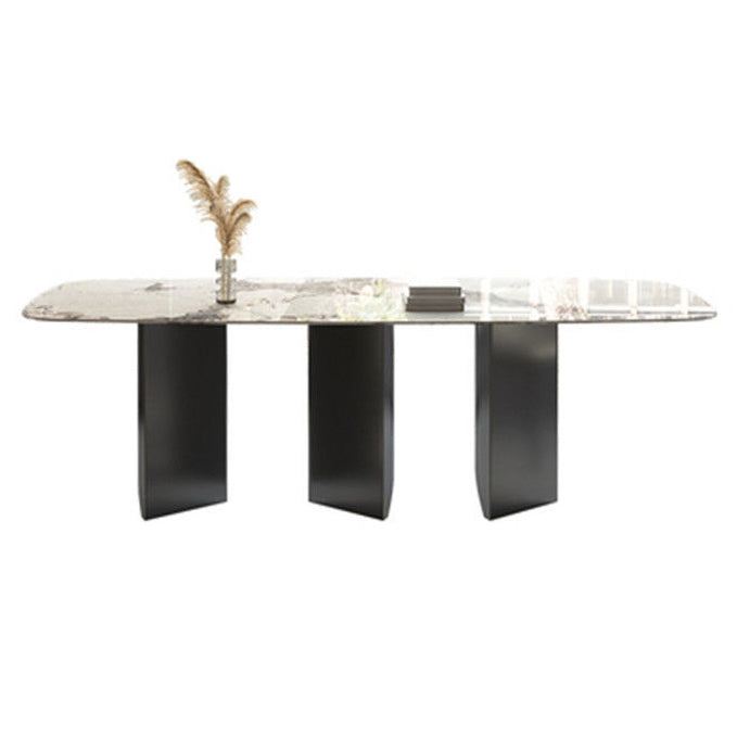Modern Dining Set Stone 1/4/5/7 Pieces Dining Table with Leather Chairs for Indoor