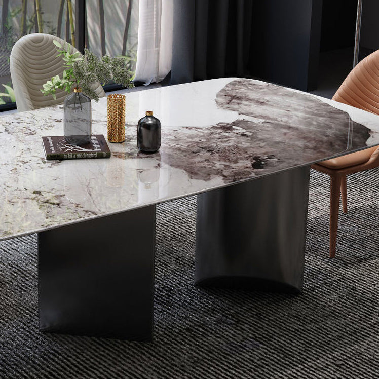 Modern Dining Set Stone 1/4/5/7 Pieces Dining Table with Leather Chairs for Indoor
