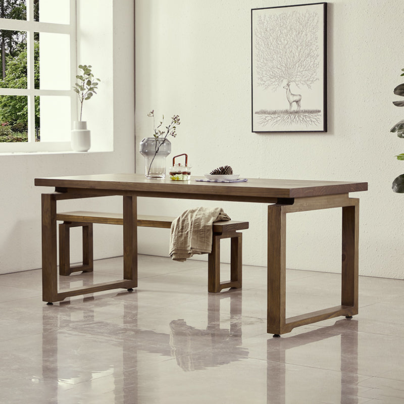 Modern 1/2/3/5 Pieces Dining Set Rectangle Double Pedestal Dinette Set in Natural