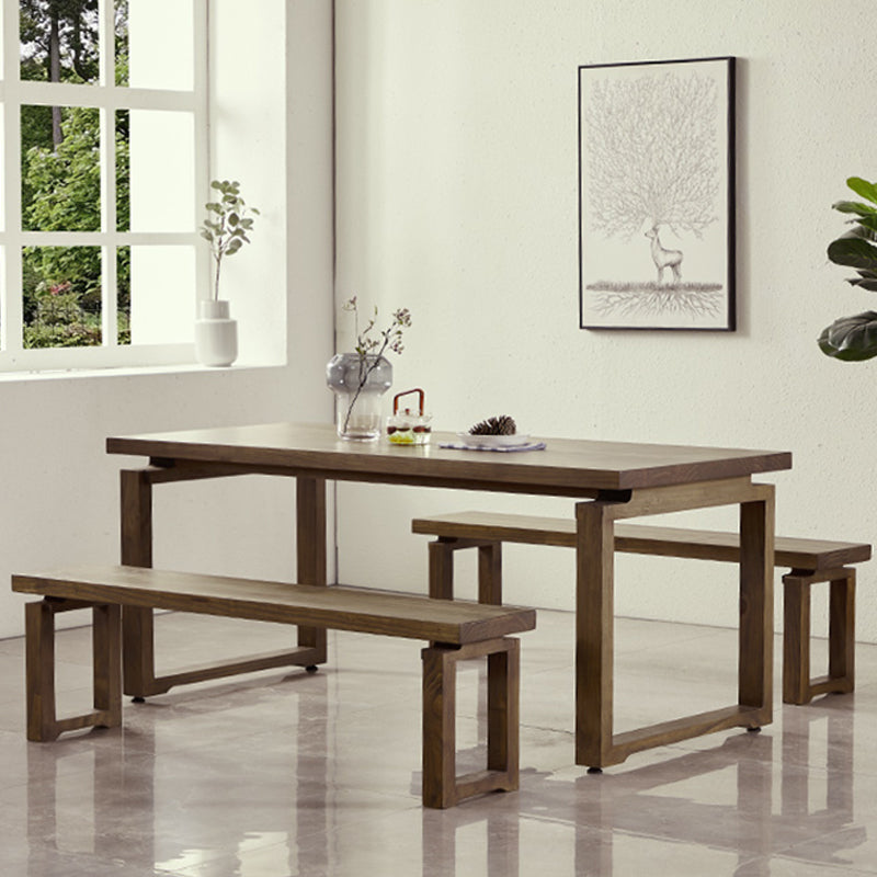 Modern 1/2/3/5 Pieces Dining Set Rectangle Double Pedestal Dinette Set in Natural