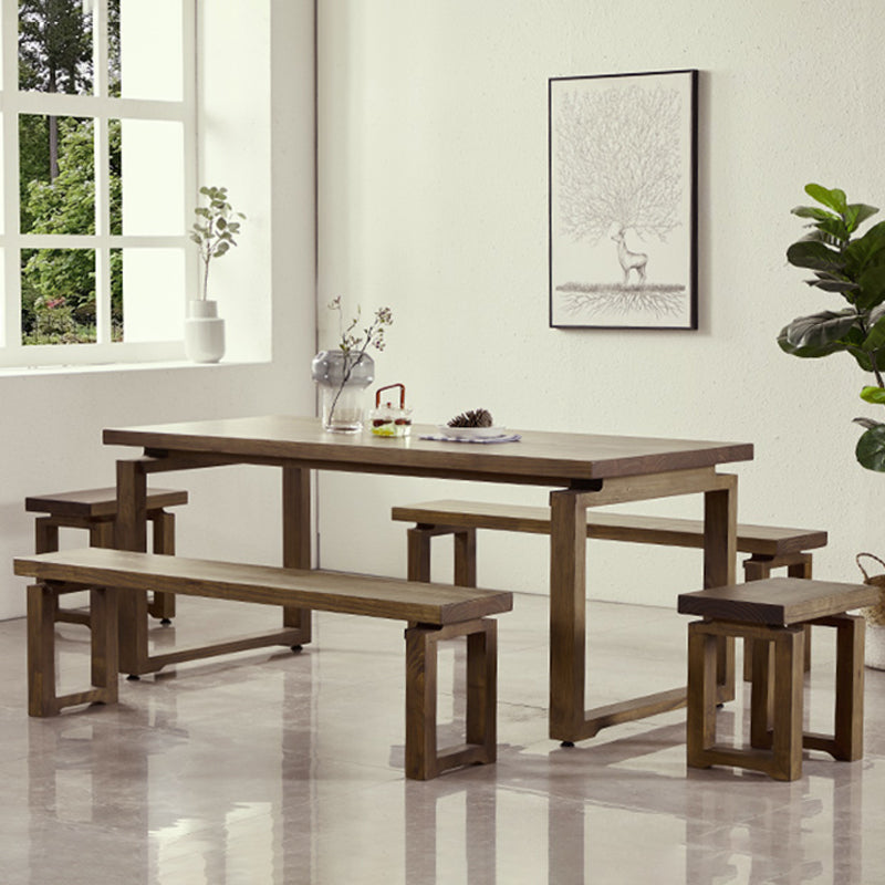 Modern 1/2/3/5 Pieces Dining Set Rectangle Double Pedestal Dinette Set in Natural