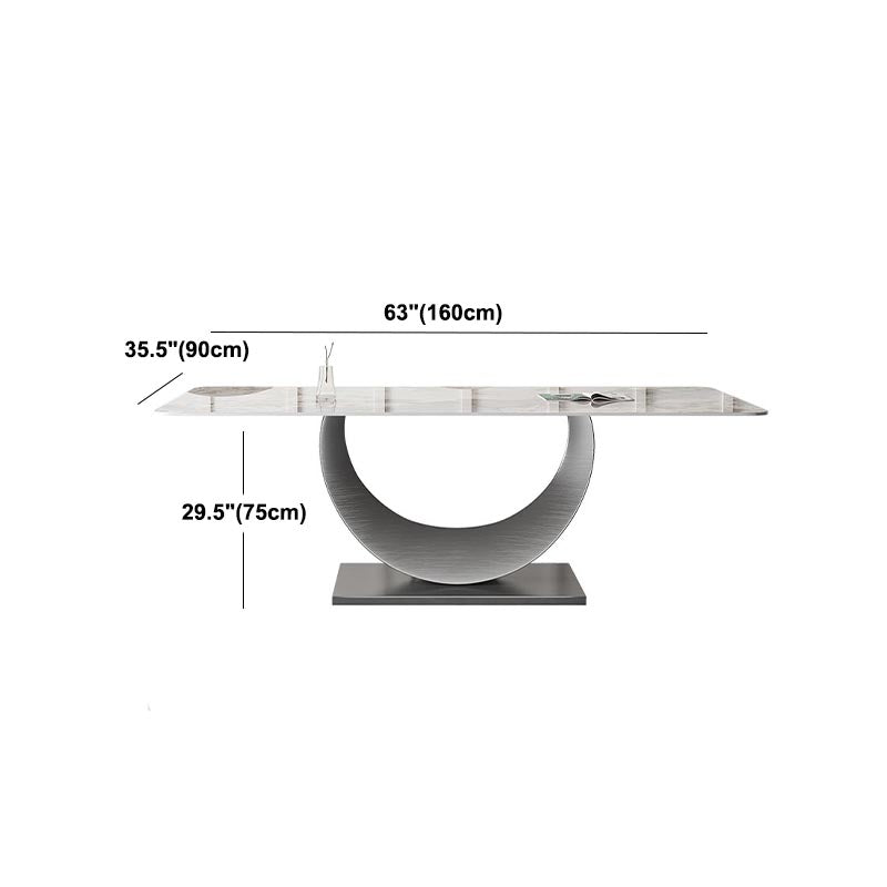 Stone Top Dining Table Contemporary Rectangle Dining Table with Pedestal Base