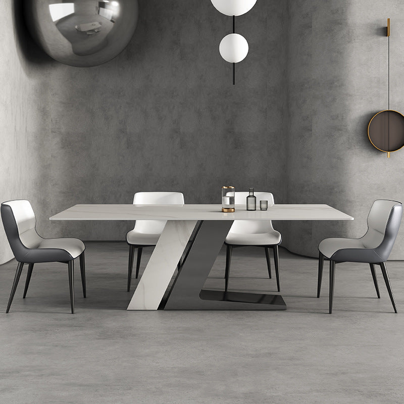 Stone Rectangle Dining Table Contemporary Dining Table with Pedestal Base