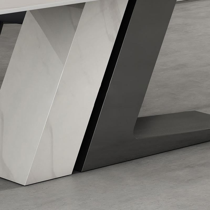 Stone Rectangle Dining Table Contemporary Dining Table with Pedestal Base