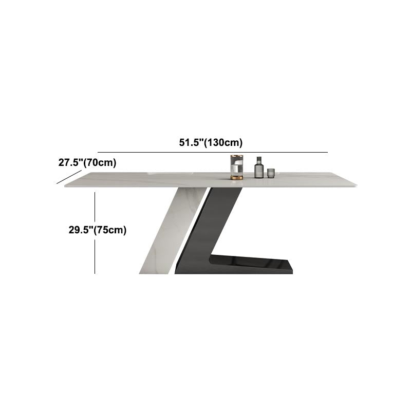 Stone Rectangle Dining Table Contemporary Dining Table with Pedestal Base