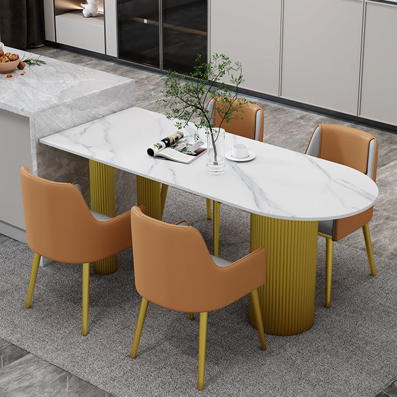 Free Form Stone Top Dining Table Iron Base Dining Table for Dining Room