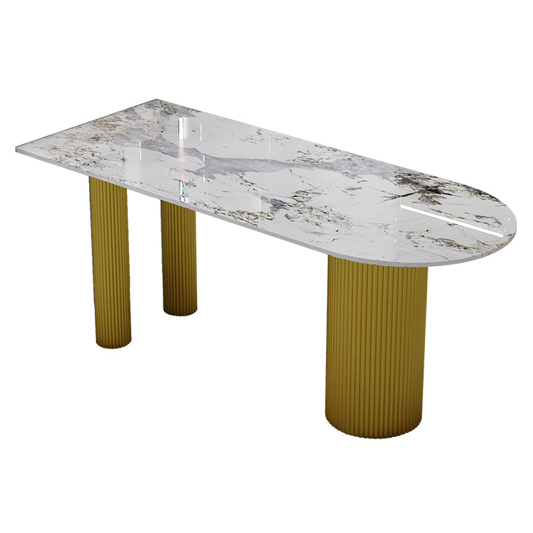 Free Form Stone Top Dining Table Iron Base Dining Table for Dining Room