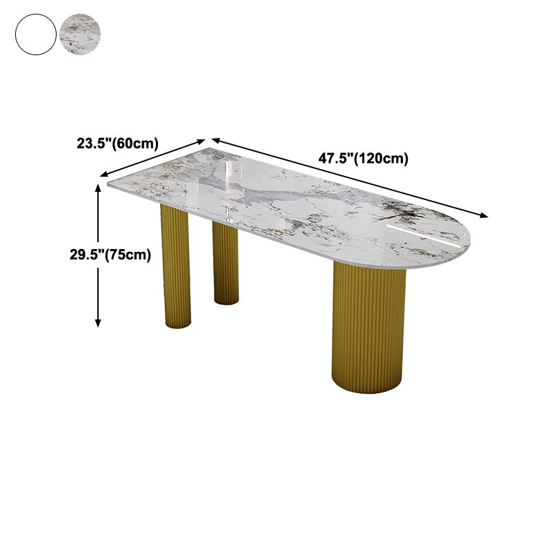 Free Form Stone Top Dining Table Iron Base Dining Table for Dining Room