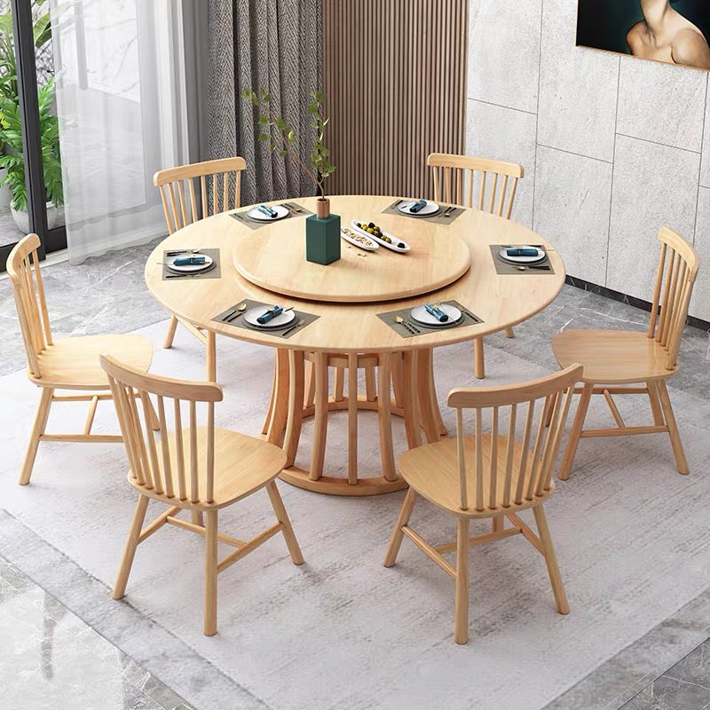Rubberwood Solid Wood Table Round Dining Table for Kitchen Table