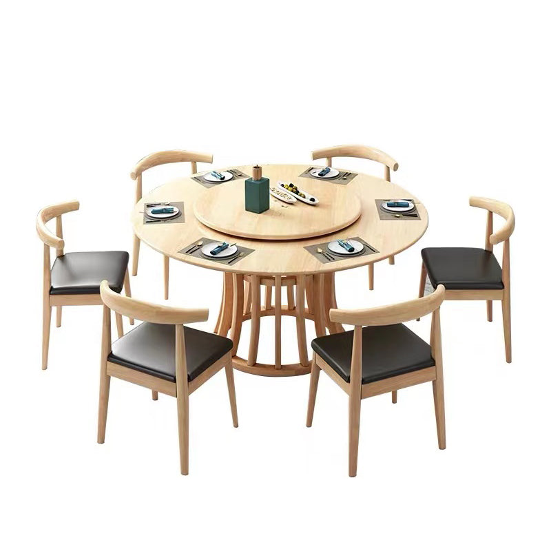 Rubberwood Solid Wood Table Round Dining Table for Kitchen Table