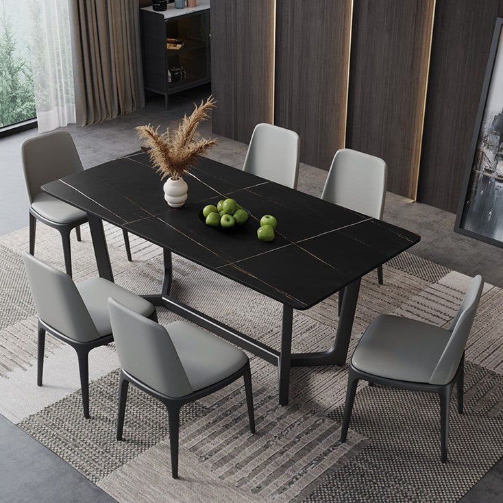 Sintered Stone Dining Table Industrial Dining Room Table with Trestle Base