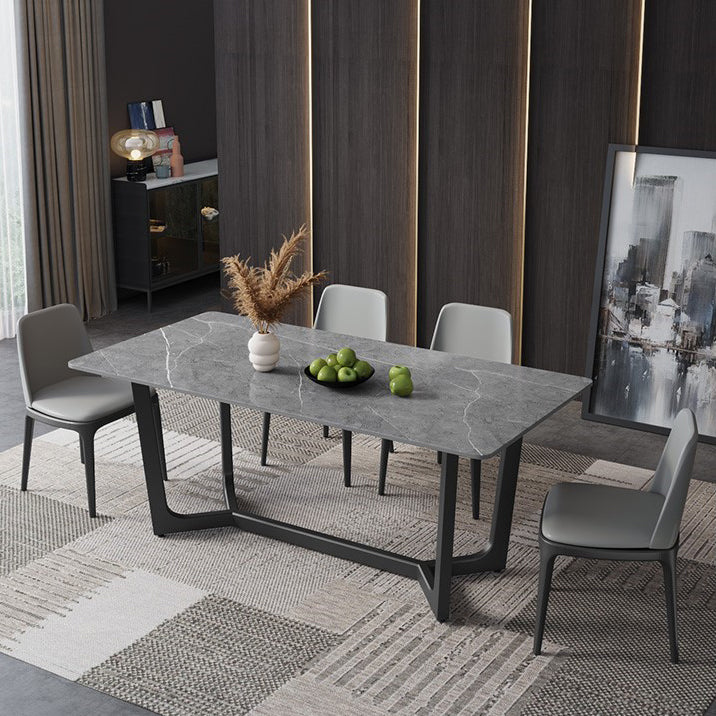 Sintered Stone Dining Table Industrial Dining Room Table with Trestle Base