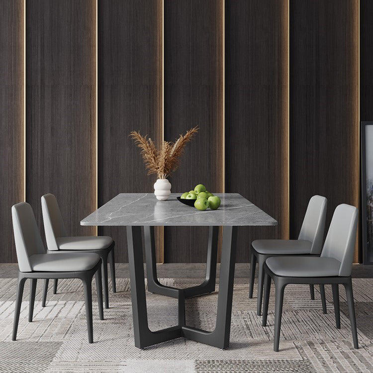 Sintered Stone Dining Table Industrial Dining Room Table with Trestle Base