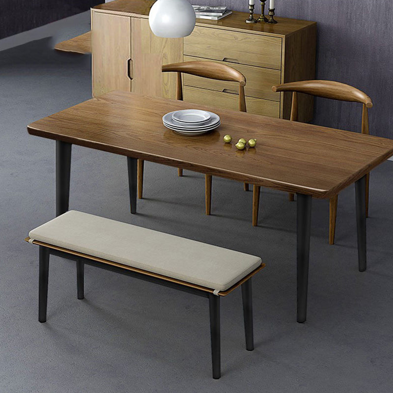 Natural-Brown Solid Wood Dining Table Rectangular Modern Furniture with 4 Legs