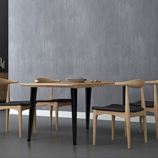 Natural-Brown Solid Wood Dining Table Rectangular Modern Furniture with 4 Legs