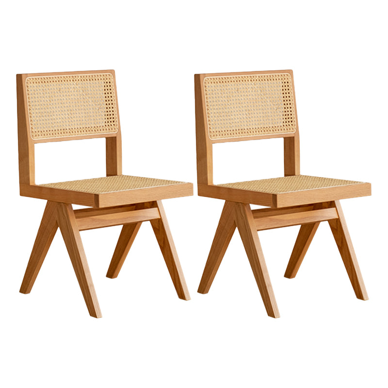 Natural Scandinavian Dining Chairs Rubber Wood Low Back Dining Side Chair