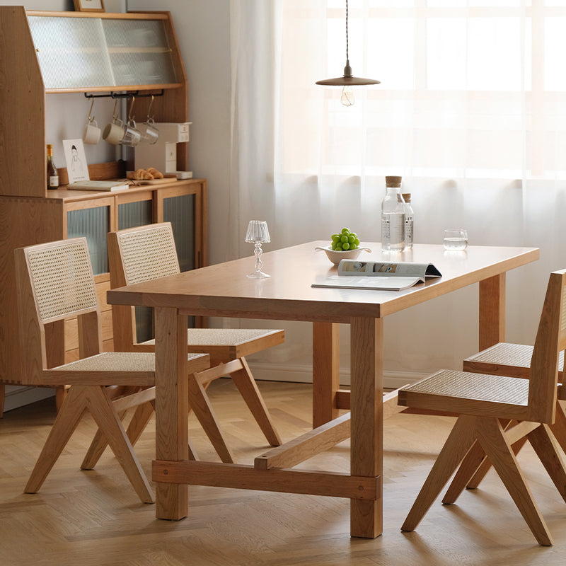 Natural Scandinavian Dining Chairs Rubber Wood Low Back Dining Side Chair