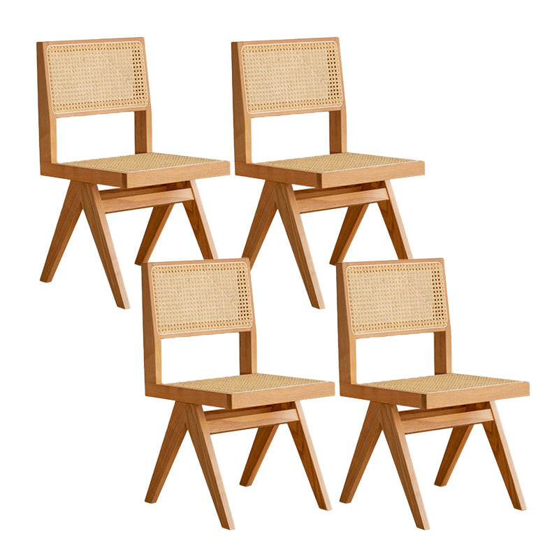 Natural Scandinavian Dining Chairs Rubber Wood Low Back Dining Side Chair